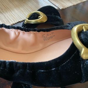 Coach Black velvet flats